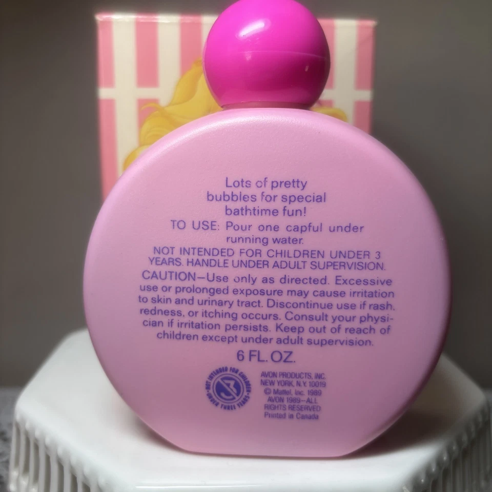 De colección 1989 Avon I’m Into Barbie Talco Polvo Burbuja Baño Nuevo en Caja Conjunto de Regalo Foto 3 de 4