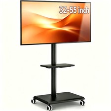 Rfiver Mobile Rolling TV Cart for 32-55 Inch TVs, Holds Up to 88 Lbs