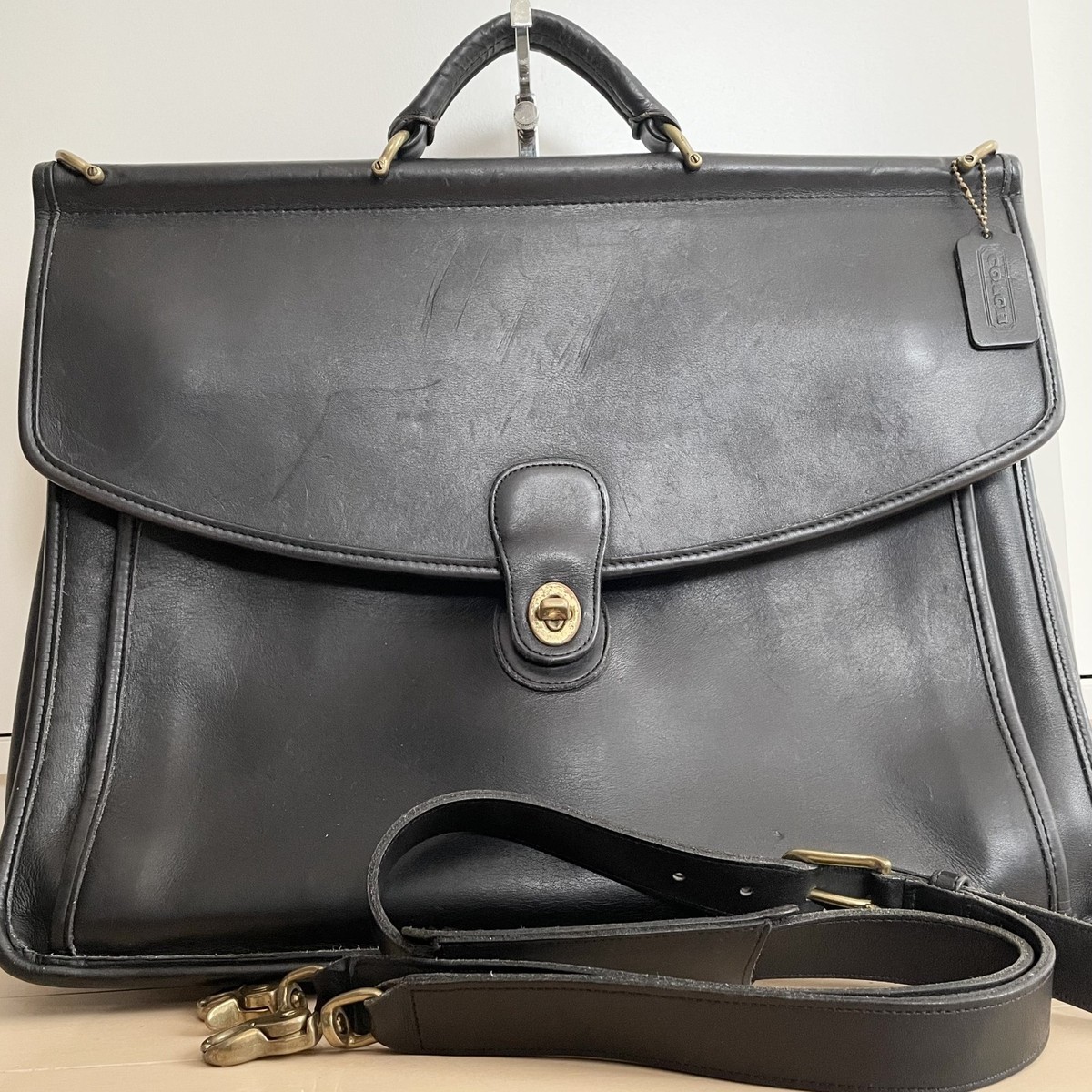 COACH Vintage Beekman Leather Briefcase 5266 Black Turnlock