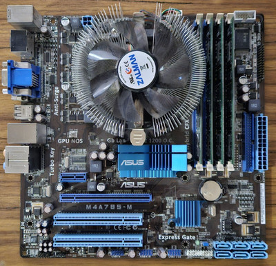 ASUS M4A785-M, Socket AM3, AMD Motherboard, CPU, Fan, and Memory