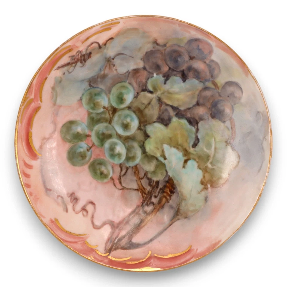 Thomas OE & G 7pc Set Hand Painted Grape Cake & Dessert Plate 1908-1918 - Image 4 of 4