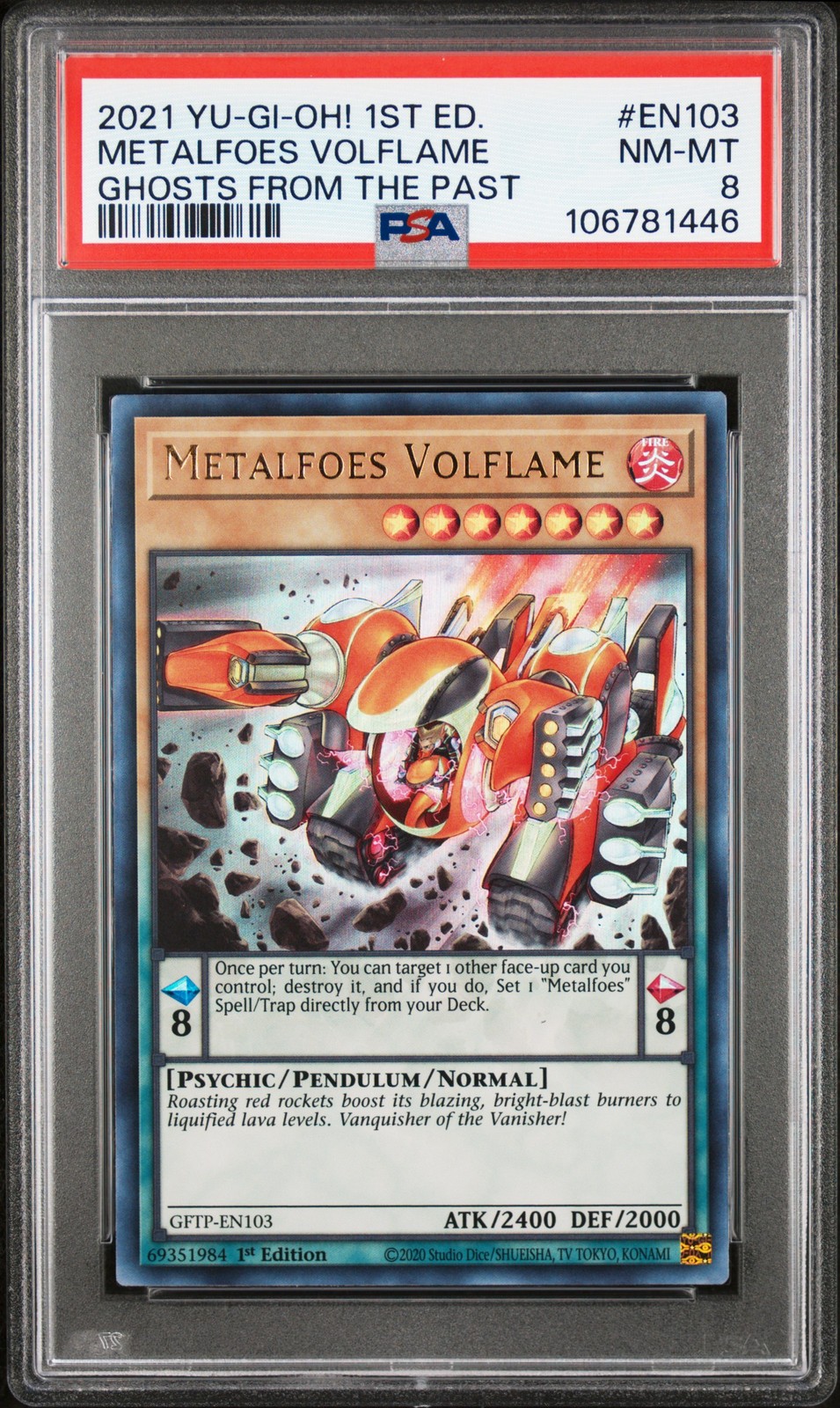 2021 YU-GI-OH! GHOSTS FROM THE PAST 1ST EDITION #EN103 METALFOES VOLFLAME PSA 8