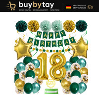 18. Geburtstag Deko GrüN Gold Happy Birthday Banner Luftballons Konfetti Junge