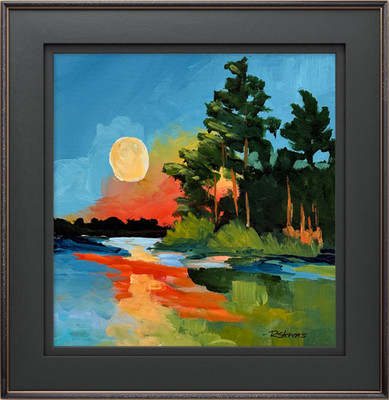 R Stevens Moonlit River Painting Original Acrylic Landscape Artwork