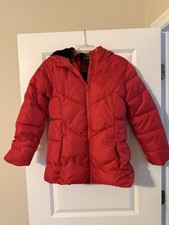 Swiss Tech Girls Puffer Jacket Youth XL 14-16 Red Hooded Winter Coat FreeShip