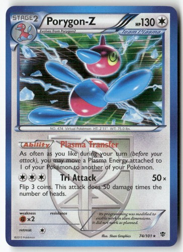 Porygon-Z 74/101 Holo Rare Plasma Blast Pokemon Moderately Played