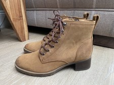 NEW CLARKS MILA LACE DARK TAN LEATHER BOOTS, UK 4D