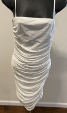 Shein Jrs. Women Size XS (2) Bodycon Dress Short White Lined Rouched Sides