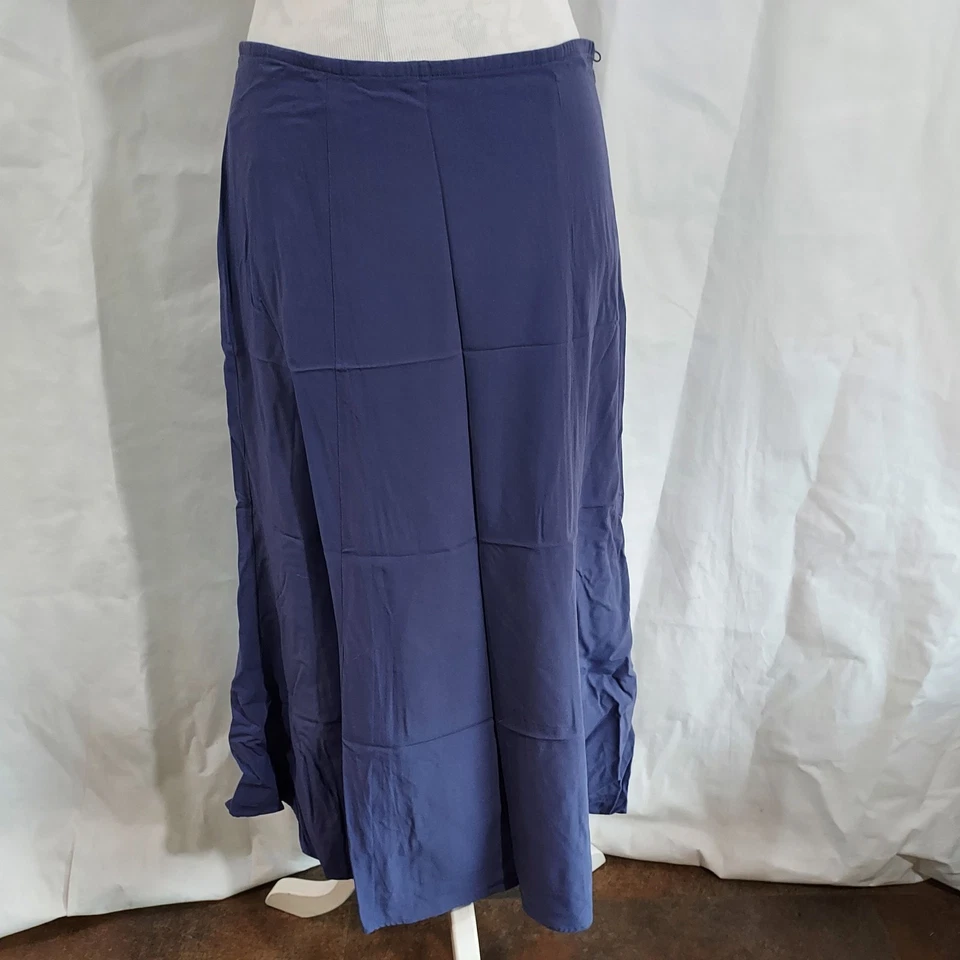 Falda midi Eileen Fisher talla XS mezcla de lana viscosa elástica fluida púrpura Foto 2 de 4