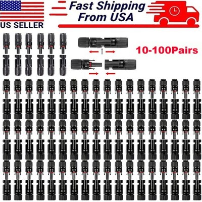 10/20/40/50/100 Pairs Male Female Solar Cable Connectors For DIY Solar Panel US