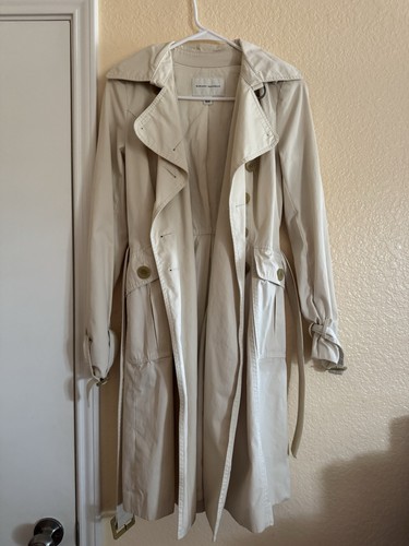 Banana Republic Women’s Trench Coat Beige Belted Collared Pockets Mid-Length XS