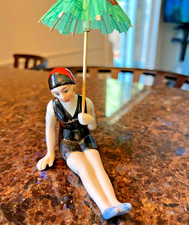 VTG Bathing Beauty Figure Pin Doll Souvenir Blankenberge 1920's Style Porcelain