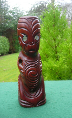 Tiki Holz Totem Maori Kultur GESCHNITZT IN ROTORUA NEUSEELAND Taka Tekotek