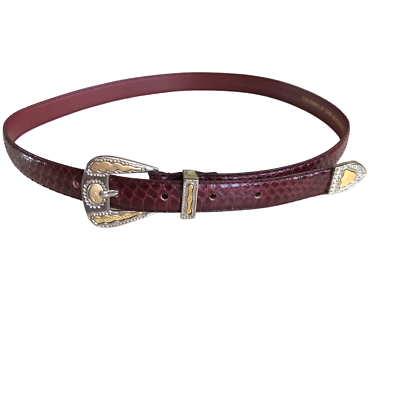 Genuine Snakeskin Leather Belt Made in Taiwan Womens Fashion Belt Size: ML Genuine Brown Snakeskin Made In  main image 3