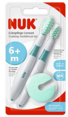 NUK Training Zahnbürsten Set - Baby Zahnhygiene Pflege, Lernen 6-15m, BPA-frei