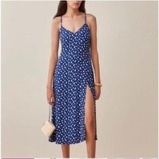 Reformation Crimini blue white midi slip dress size 2
