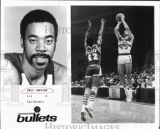 1979 Press Photo Washington Bullets Phil Chenier shoots over Lakers' Allen.