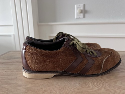 Vintage Brunswick 1970’s Tobacco Two Tone Suede Bowling Shoes Size 10. - Picture 5 of 11