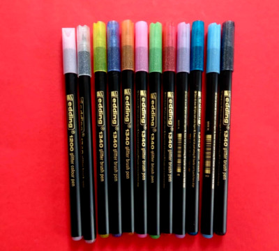 12 x edding 1340 Fasermaler Filzstift Glitzer Pinselstift Glitter brush pen