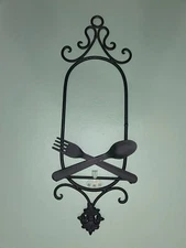 Cast Iron COOKBOOK Plate HOLDER Rack Wall Mounted Black Kitchen Farmhouse Decor