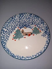 Folk Craft CABIN IN THE SNOW 10.5" Dinner Plate By Tien Shan Folkcraft