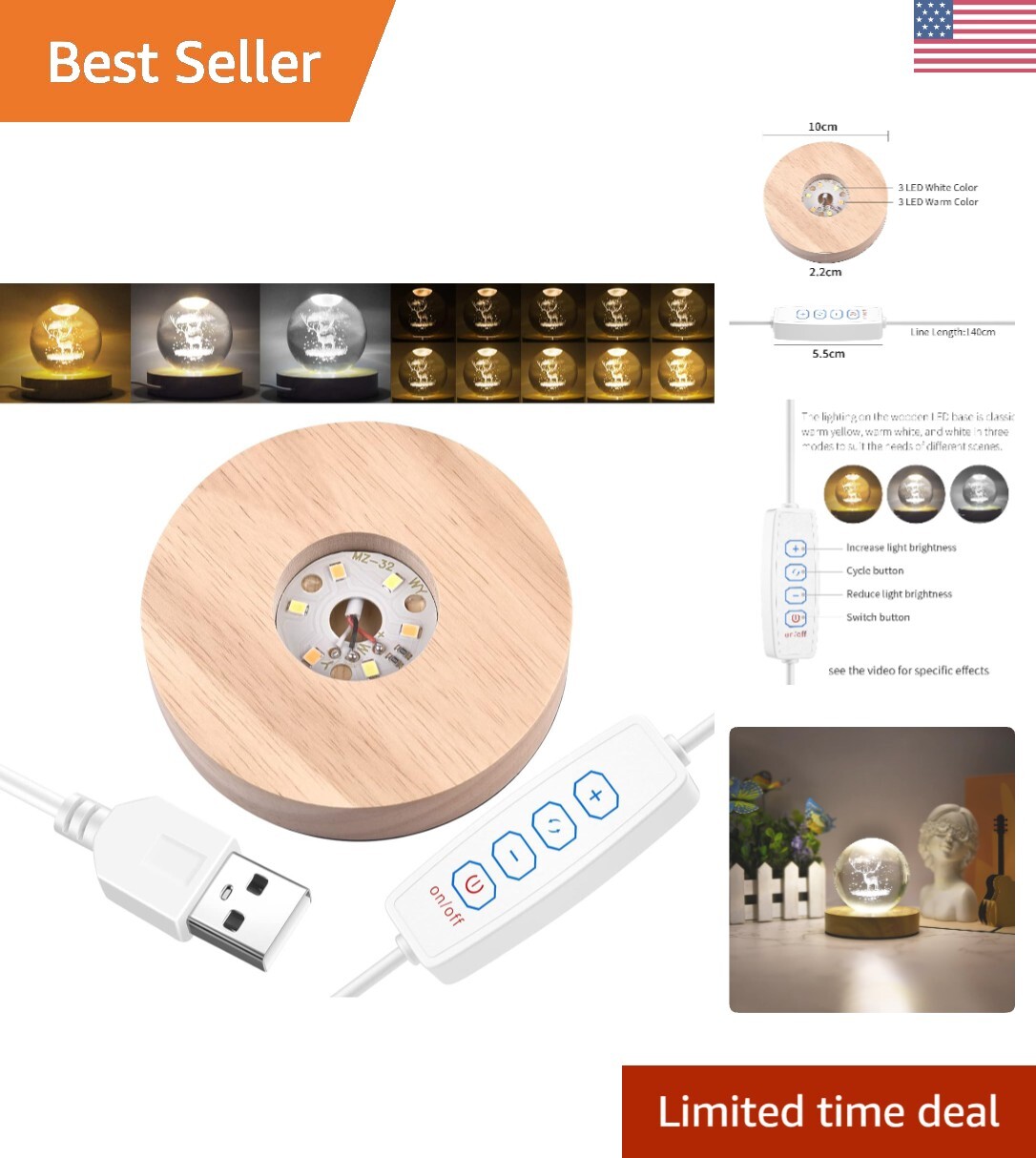 Versatile Wooden LED Lighted Base - Perfect for Resin and Glass Art Display