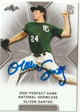 Oliver Santos Signed 2021 Leaf Perfect Game National Showcase Card #82 Auto COA