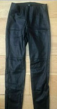NWOT H M Faux LEATHER BLACK Ankle Zip Seamed Leggings size 4 a520
