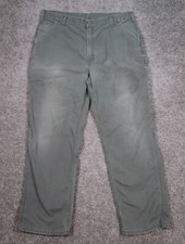 Vtg Carhartt Pants Men 38x34 Gray Canvas Dungaree Carpenter Distressed