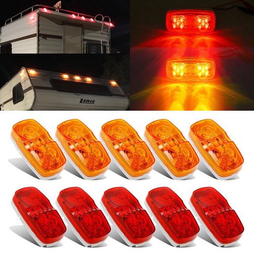 5 Red 5 Amber 10LED 4" Side Marker Lights Camper Truck Trailer RV