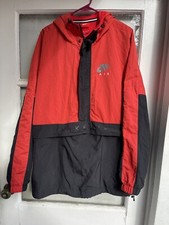 Mens Vintage Nike Air Windbreaker Hooded Pullover 1/2 Zip Size XXL Red/Black