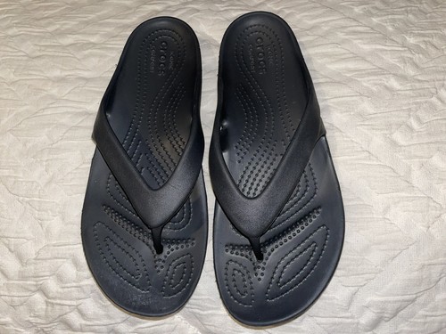 Crocs Sporty Flip Flop Thong Sandals Shoes Womens Black size 8 | eBay