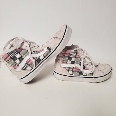 Girls VANS Sk8 Hi Plaid Houndstooth Zip Up Sneakers Missy Youth Kids Size 3