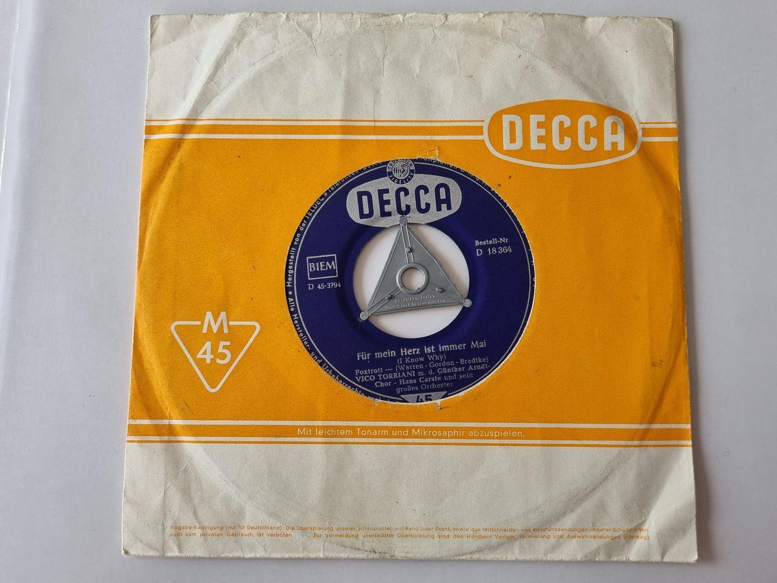7"" Single Vico Torriani - Für mein Herz ist immer Mai Vinyl Germany