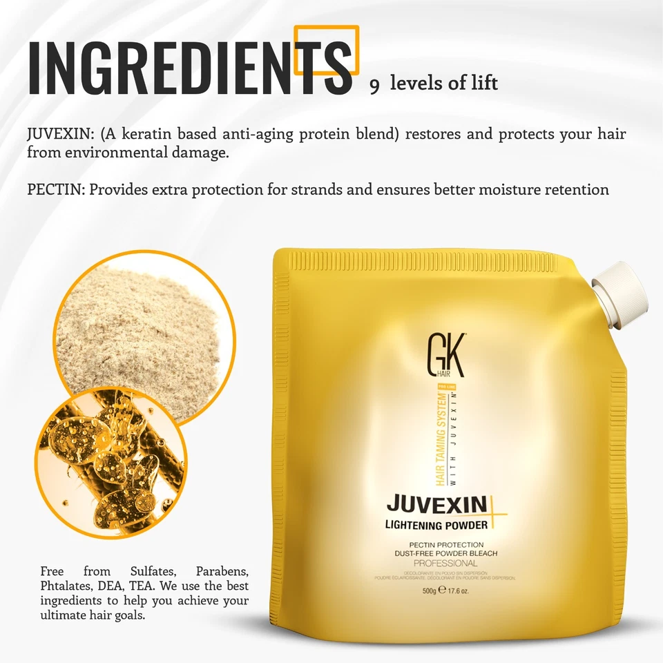 Polvo aclarador GK HAIR 500 g proporciona hasta 9 niveles de elevación Foto 4 de 4