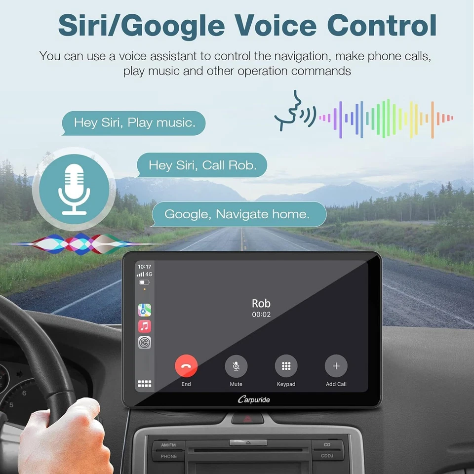 New Carpuride 10.1 Inch Portable Car Stereo Wireless Apple Carplay Android Auto - Image 4 of 4