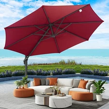 HOTIME 10ft Premium Patio Umbrella Cantilever Heavy-Duty Offset Umbrella UPF50+