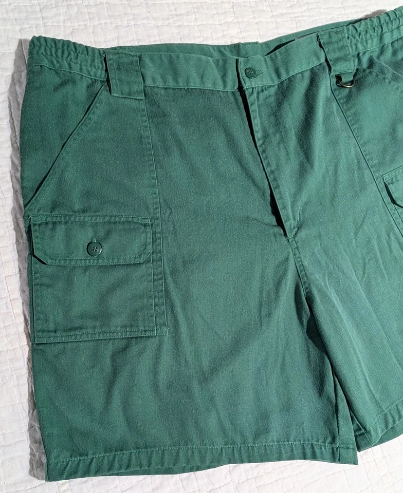 Haband ! Vintage Cargo Shorts Green 42 X 6  Pockets Outdoors Hiking Fishing  - Image 3 of 4
