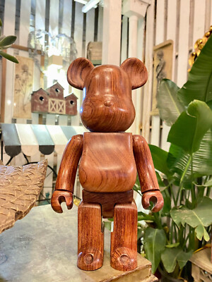 Rosewood Bear Bearbrick 400% Natural Solid Wood Handmade Building Block Bear Dol