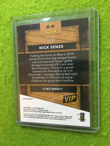 NICK SENZEL GREEN PRIZM 1/5 SSP ROOKIE CARD JERSEY #15 REDS RC 2019 National VIP - Picture 12 of 12