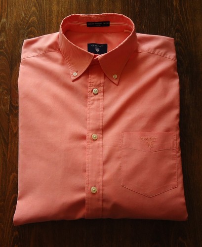 GANT size S Slim Washed Pinpoint Oxford Men's Casual Shirts Orange Melon - Picture 7 of 13