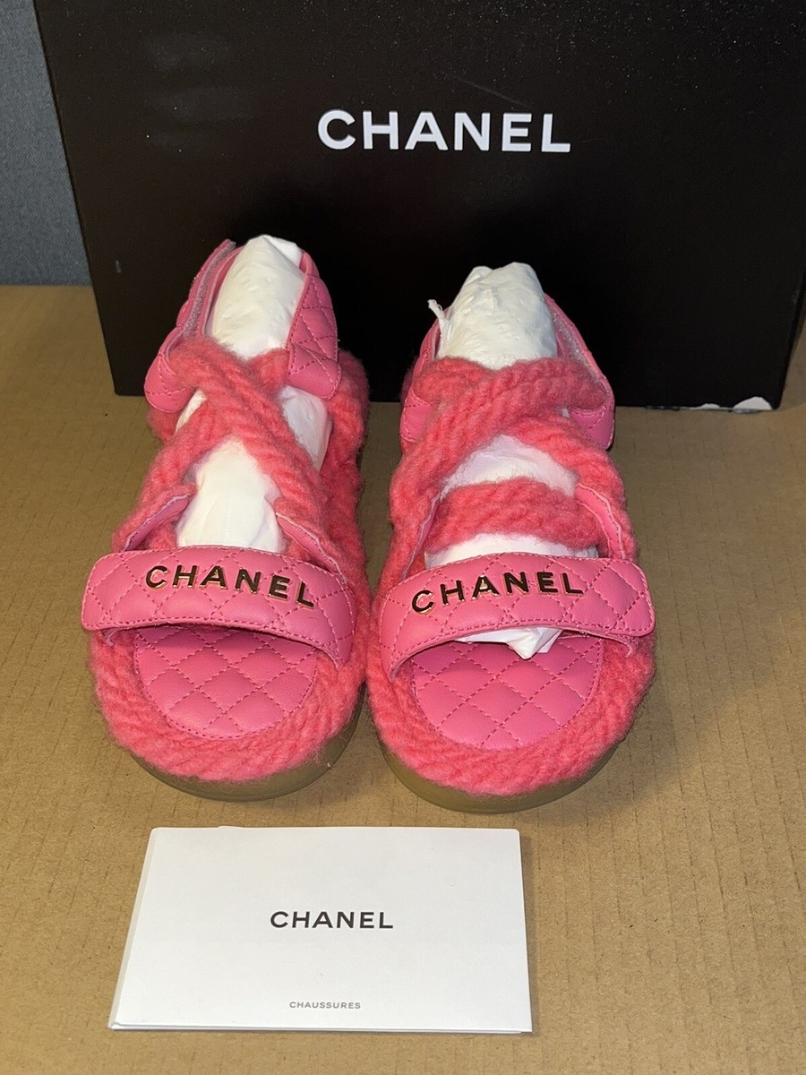 Authentic CHANEL Quilted Lamb Skin Rope Ladies Sandals