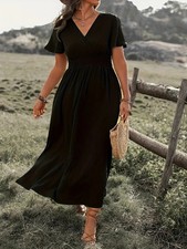 2024 Summer Plus Size Women's V-neck Split Dress HOT