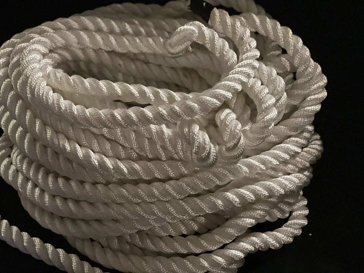 Golberg White Twisted Nylon Rope - Premium USA Made Cord - 98 Feet 1 Inch  Thick