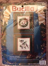 Bucilla CHRISTMAS CHICKADEE Counted Cross Stich Picture Pair Kit 83081 Vtg 1993