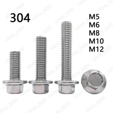 304 Stainless Steel Hexagon Serrated Flange Head Bolts Screws M5/M6/M8/M10/M12