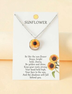 Sunflower & Ring Charm Necklace