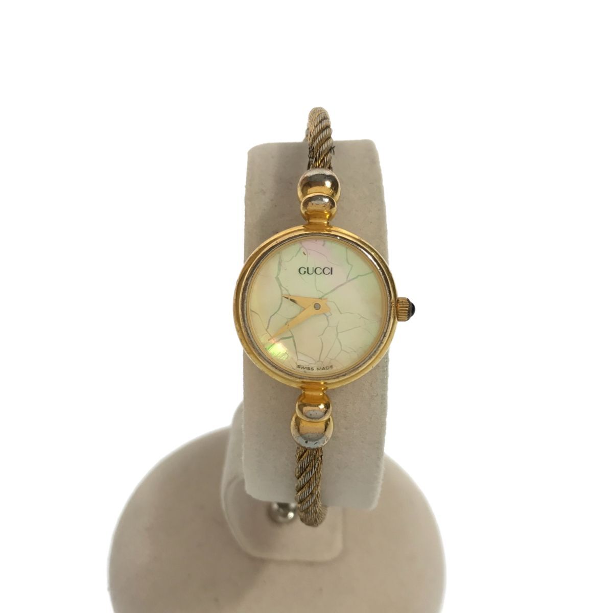 GUCCI 2700.2L 20mm Watch Bangle Quartz Womens Shell Dial Gold  