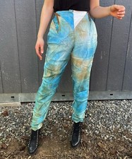 Vintage NWT 160 Deadstock 90s Cache Rayon Mermaid blue Tie dye Pants P M S