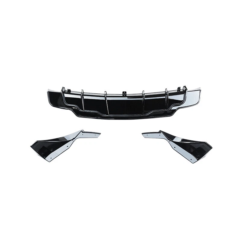 Rear Bumper Lip Diffuser Fits 2017-2023 Tesla Model 3 W/ Aprons 3PCS Gloss Black Foto 3 de 4
